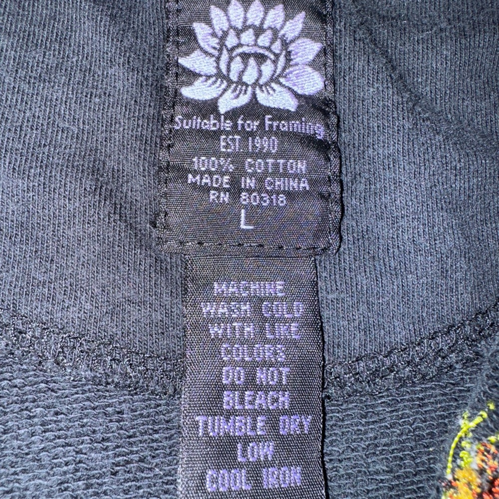 Vintage Lucky Brand Hoodie Women’s Large Black Embroidered Peace Sign Zip Up Y2k - Picture 4 of 9